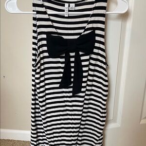 Elle Black and White Striped Tank with Front Bow Accent